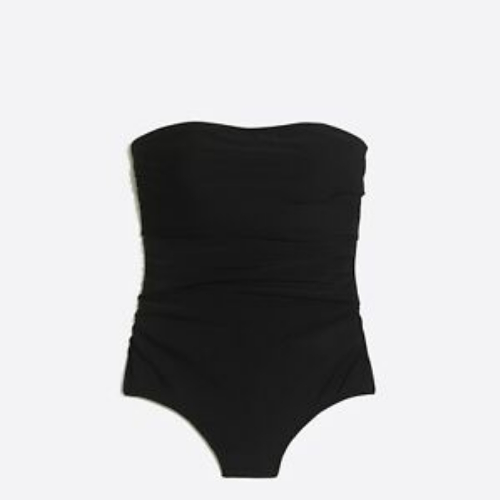 J. Crew LT black strapless rouched swimsuit